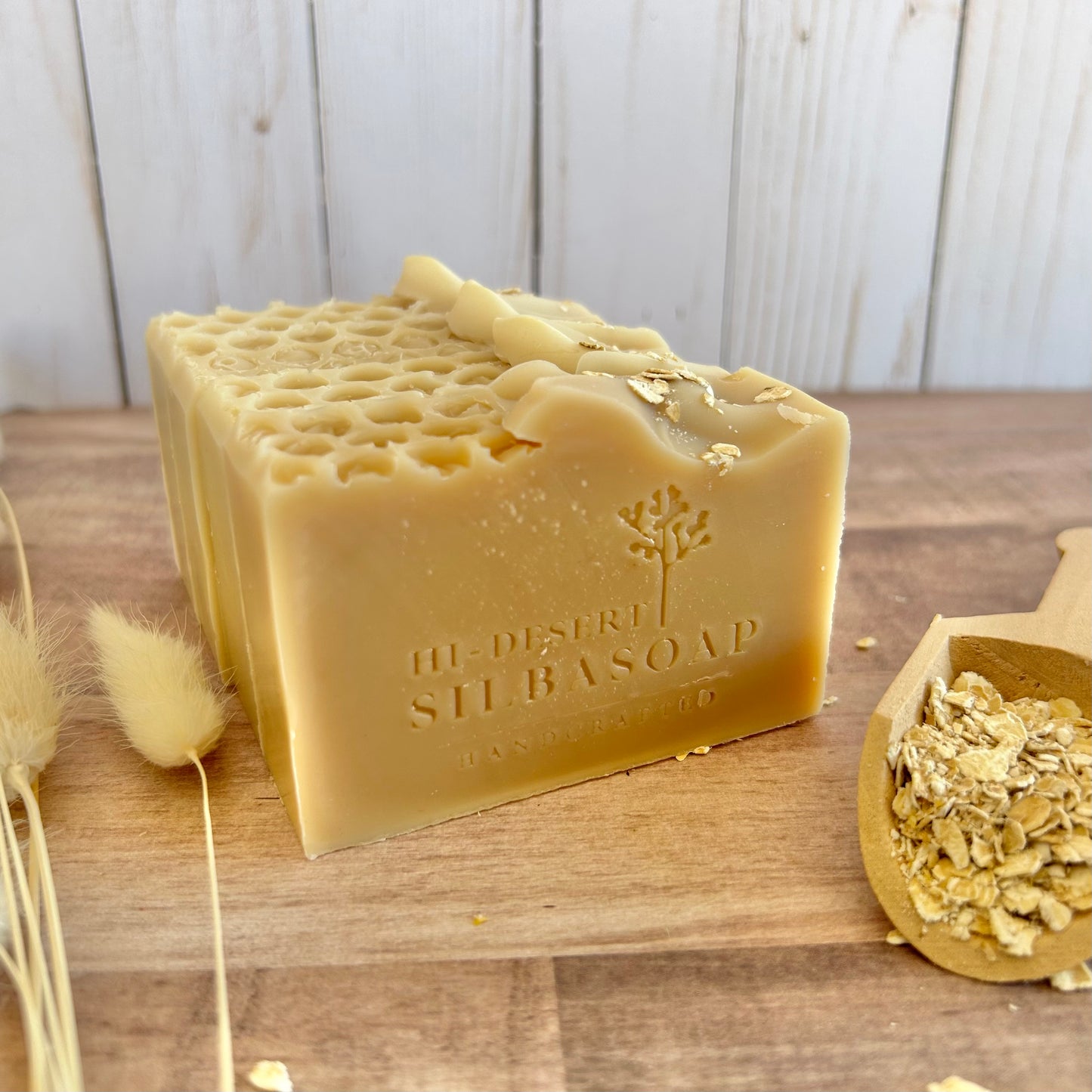 Honey Oatmeal Soap with oatmeal displayed