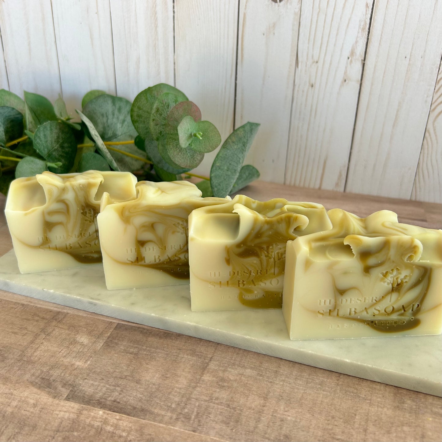 Moringa Basil Soap all lined up