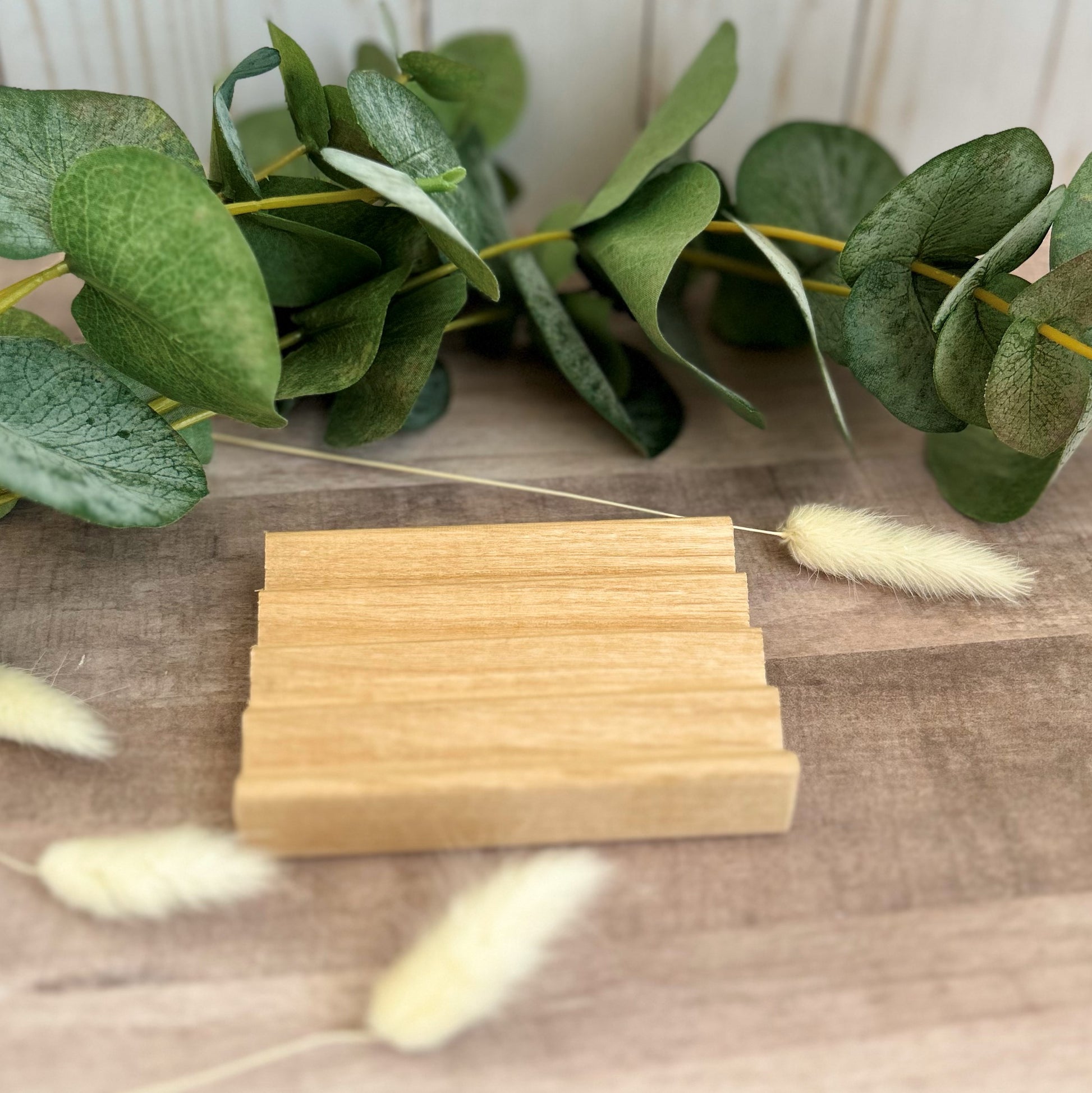 Soap dish with eucalyptus displayed