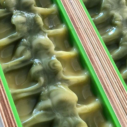 Moringa Basil just poured into soap mold